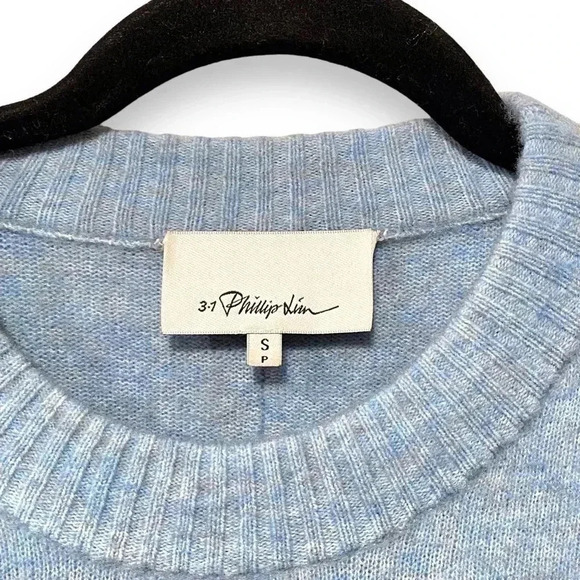 3.1 Phillip Lim Lofty Pullover Sweater Blue Alpaca Pearl Cuffs Size Small - Picture 5 of 7